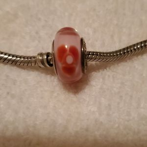Pandora Pink Murano Bead With Flowers